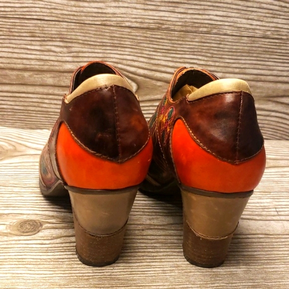 Spring Steps L' Artiste front zip floral embosed heels loafers size 37 - Picture 4 of 8